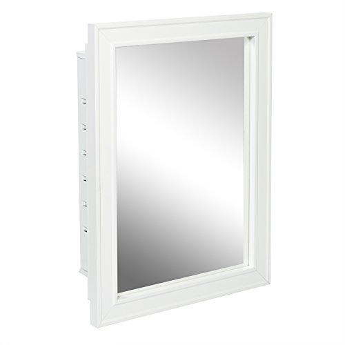 American Pride G9610R1W White G9610R1W-Recessed Wood Framed Mirror Steel Tech Body Medicine Cabinet 16" x 22"