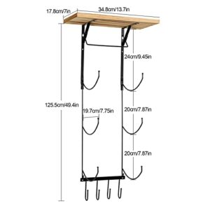 TJ.MOREE Towel Rack Wall Mount for Bathroom Storage, 3 Sectional Metal Bath Towel Rack with 4 hooks for Small Bathroom Organization