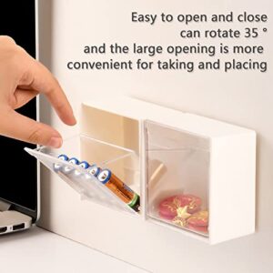 BRTUVO 4 Pcs Wall-Mounted Clamshell Storage Box, Convenient Wall Mounted Design Plastic Cotton Swab Holder Pads Organizer for Swabs, Balls, Floss (White 4Pcs)