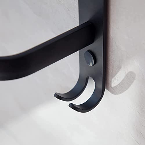 NerBiou Towel Rack Black ,Double Rod Hook Towel Rack,22 Inch Wall Mount Space Aluminum,Use in Bathroom, Kitchen or Bedroom