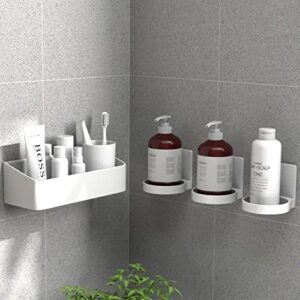 Shower Bottle Holder Wall Mounted- Shampoo Bottle Rack Bracket Soap Dispenser Floating Tray -Self-Adhesive Plastic Bath Wine Glass Beer Can Holder for Kitchen Storage Bathroom Organizer White,2 Pack