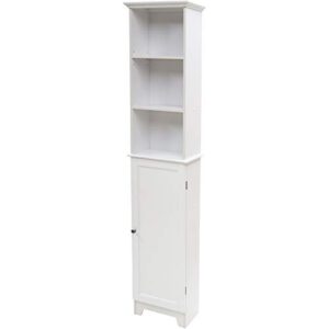 redmon shaker style tall floor shelf with lower cabinet, white