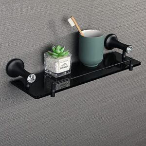 Alise 16-Inch Glass Shelf Bathroom Shelves Dresser Glass Storage Rack Wall Mount,Black Finish