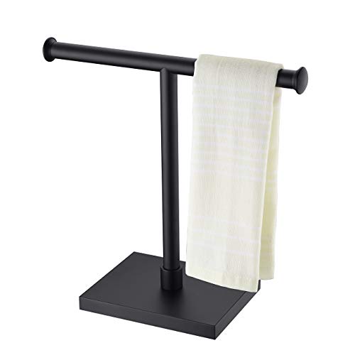 Miyili Matte Black Hand Tree Rack SUS 304 Stainless Steel Modern T-Shape Freestanding Countertop Towel Holder, E02B