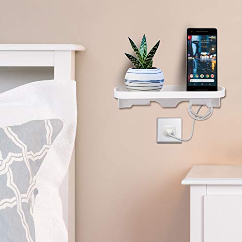 Easy & Eco Life Wall Outlet Shelf Organizer Storage Self Stick On Installation No Drilling No Tools Suitable All US Wall Plate Sizes -Ideal for Cellphones/Razors/Electric Toothbrush