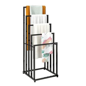 hahrir black metal 5-tiers stainless steel towel racks ,freestanding towel holder for bathroom accessories organizer，for bath storage & hand towels&washcloths& blanket rack