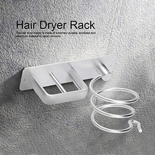 Yosoo Aluminum Spiral Hair Dryer Holder, Wall Mounted Shelf Hair Dryer Rack Organizer Holder Styling Stand for Bathroom