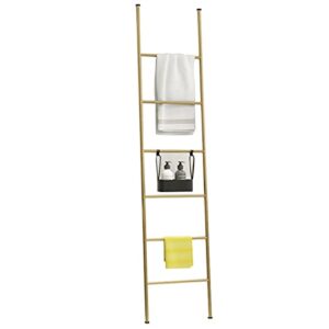 ollie-hao metal bath towel ladder wall-leaning blanket rack ladder with 6 bars stand gold free standing leaning decorative storage ladder rack ladder hanger (color : -)