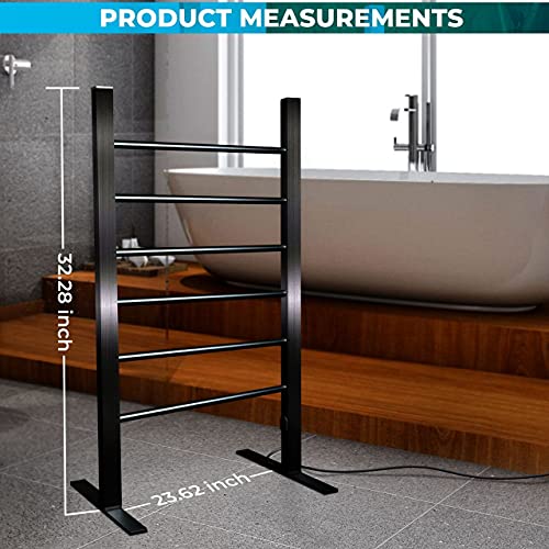 Luxcees Electric Heated Towel Rack - Luxury Wall Mounted or Freestanding Towel Warmer, Plug-in Bathroom Towel Drying Rack, Hot Tub Towel Rack, Towel Warmer Rack, Bath Towel Warmer, Towel Warmers