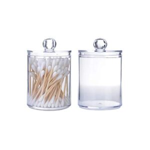 asionvew cotton swab ball jar bathroom organizer - 2 pack transparent storage jars,plastic acrylic jar for bathroom counter dispenser (small)