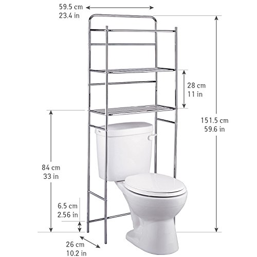 Tatkraft Tanken - Over The Toilet 3-Tier Shelf, Bathroom Space Saving Rack, 23.4 x 10.2 x 59.6 inch.