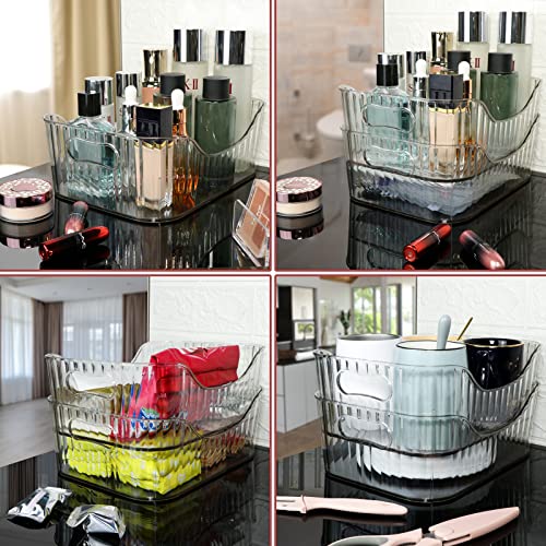 2 Pack Makeup Organizer, Stackable Acrylic Bathroom Organizers, for Bathroom Countertops, Vanities, Cabinets, Sleek Modern Cosmetics Storage Solution