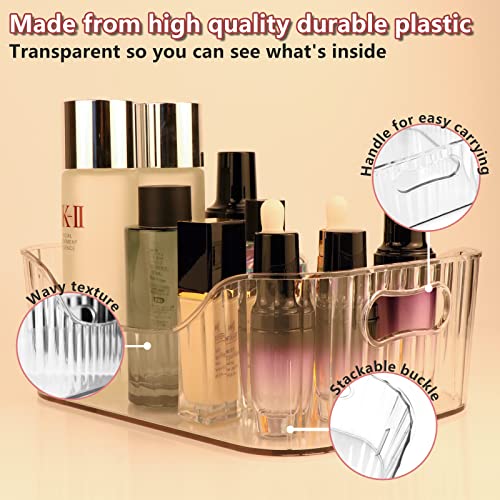 2 Pack Makeup Organizer, Stackable Acrylic Bathroom Organizers, for Bathroom Countertops, Vanities, Cabinets, Sleek Modern Cosmetics Storage Solution