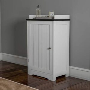 lavish home free standing floor cabinet bathroom cabinet-29 white storage cupboard for bath towels or laundry room adjustable shelf & slatted look door, 29"