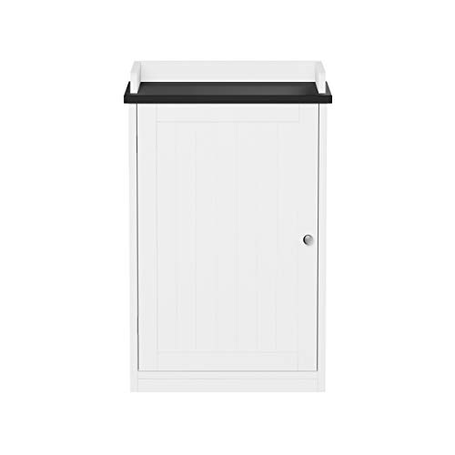 Lavish Home Free Standing Floor Cabinet Bathroom Cabinet-29 White Storage Cupboard for Bath Towels or Laundry Room Adjustable Shelf & Slatted Look Door, 29"