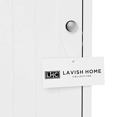 Lavish Home Free Standing Floor Cabinet Bathroom Cabinet-29 White Storage Cupboard for Bath Towels or Laundry Room Adjustable Shelf & Slatted Look Door, 29"