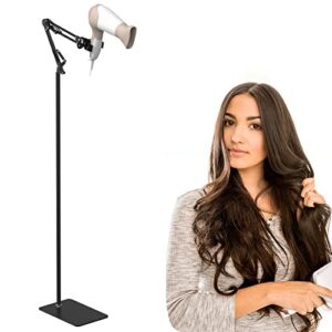 linkidea hair dryer stand, 360 degree rotating blow dryer holder hands-free, adjustable height hair dryer rack with heavy base for home salon