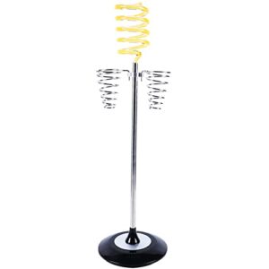 lyniceshop hair dryer holder, iron holder beauty hairdressing curling iron appliance holder on stand, acrylic top holder for blow dryer 32.7" tall, 2 spiral holders for styling irons, yellow