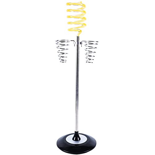 LYNICESHOP Hair Dryer Holder, Iron Holder Beauty Hairdressing Curling Iron Appliance Holder On Stand, Acrylic Top Holder for Blow Dryer 32.7" Tall, 2 Spiral Holders for Styling Irons, Yellow