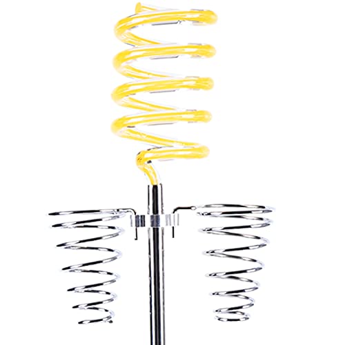 LYNICESHOP Hair Dryer Holder, Iron Holder Beauty Hairdressing Curling Iron Appliance Holder On Stand, Acrylic Top Holder for Blow Dryer 32.7" Tall, 2 Spiral Holders for Styling Irons, Yellow