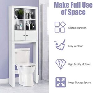 Nightcore Bathroom Storage Rack Over The Toilet, Toilet Organizer with 4 Open Space, Space Saver Cabinet, Sturdy and Durable Bathroom Shelf, White