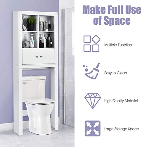 Nightcore Bathroom Storage Rack Over The Toilet, Toilet Organizer with 4 Open Space, Space Saver Cabinet, Sturdy and Durable Bathroom Shelf, White