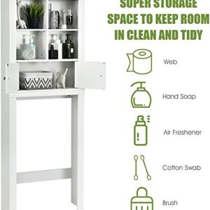 Nightcore Bathroom Storage Rack Over The Toilet, Toilet Organizer with 4 Open Space, Space Saver Cabinet, Sturdy and Durable Bathroom Shelf, White