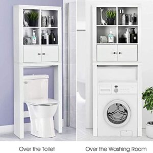 Nightcore Bathroom Storage Rack Over The Toilet, Toilet Organizer with 4 Open Space, Space Saver Cabinet, Sturdy and Durable Bathroom Shelf, White