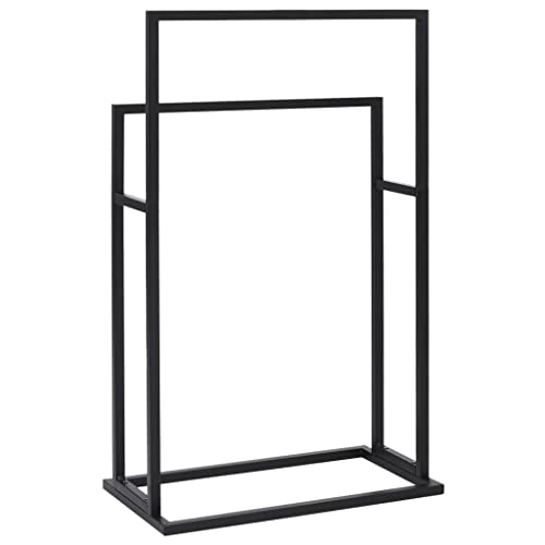 FAMIROSA Freestanding Towel Rack Black 18.9"x9.4"x30.9" Iron ( Weight: 4.59 lbs)