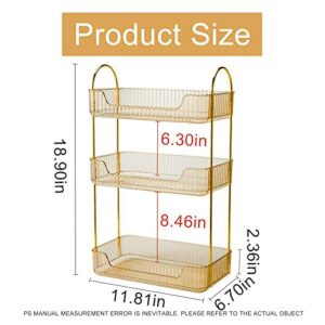 Bathroom Organizer Countertop, Vanity Organizer Trays for Bathroom Counter, Bathroom Tray Counter Organizer, Plastic Tray Stand for Perfume, Makeup, Skincare(Yellow, 3 Tiers)