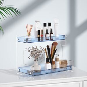 Acliys 2 Tier Bathroom Counter Organizer Acrylic Countertop Organizer Makeup Organizer Perfume Organizer Vanity Organizer Spice Rack Organizer Bathroom Sink Organizer Coffee Station Organizer(Bule)