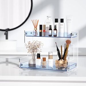 Acliys 2 Tier Bathroom Counter Organizer Acrylic Countertop Organizer Makeup Organizer Perfume Organizer Vanity Organizer Spice Rack Organizer Bathroom Sink Organizer Coffee Station Organizer(Bule)