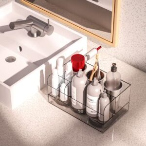 Hair Tool Organizer, Acrylic Hair Styling Tools and Blow Dryer Holder with Drawer for Bathroom Vanity Countertop (Clear)