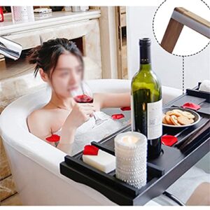 JAHH Extendable Bathtub Trays Spa Bathtub Organizer Book Wine Holder Non Slip Bottom Sides Bathroom Storage Shelves Racks (Color : OneColor)