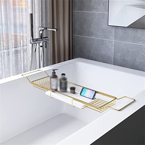 JAHH Retractable Shelf Stainless Steel Bathtub Storage Rack Bathroom Bathtub Tray Kitchen Bathroom Organizer (Color : E)