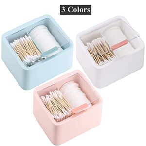 Tecbeauty Qtips Storage Organizer - 2 Grids Separate Cotton Swabs Dispenser Qtips Holder Bathroom Canisters with Hinged Lids for Cotton Balls, Cotton Pads, Pink