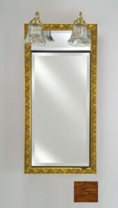 signature single door medicine cabinet with traditional lights finish: arlington-honey, size: 17” x 34”
