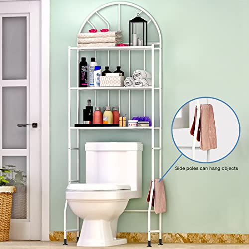 Majzya Over The Toilet Storage, Bathroom Organizer, 3-Tier Bathroom Shelf Space Saver, Freestanding Bathroom Toilet Storage Rack Cabinet Shelves, White