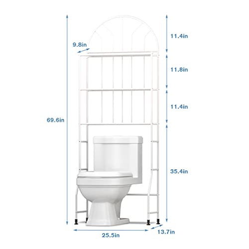 Majzya Over The Toilet Storage, Bathroom Organizer, 3-Tier Bathroom Shelf Space Saver, Freestanding Bathroom Toilet Storage Rack Cabinet Shelves, White