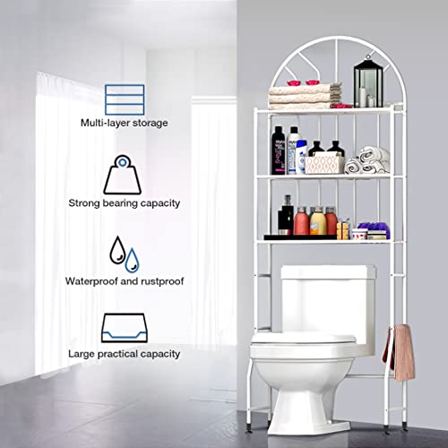 Majzya Over The Toilet Storage, Bathroom Organizer, 3-Tier Bathroom Shelf Space Saver, Freestanding Bathroom Toilet Storage Rack Cabinet Shelves, White