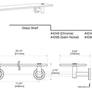 Gatco 4246MX Latitude II Glass Shelf, Matte Black