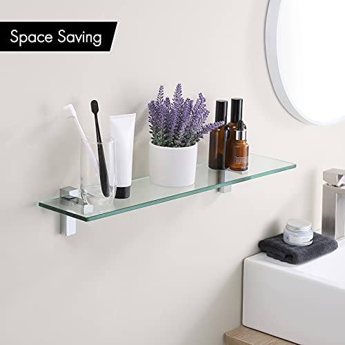 KES Bathroom Shelf 24 Inch Glass Shelf Wall Mounted Tempered Glass Shelf Polished Chrome Finish, BGS3201S60