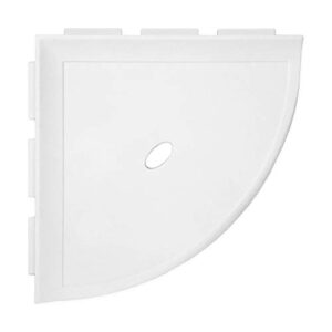 questech décor 8 inch corner shower shelf bathroom caddy, lugged for new construction, corner shower shelf for tiled shower walls, corner bathroom shelf, 8 inch metro lugged, bright white matte