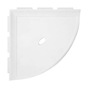 Questech Décor 8 Inch Corner Shower Shelf Bathroom Caddy, Lugged For New Construction, Corner Shower Shelf For Tiled Shower Walls, Corner Bathroom Shelf, 8 Inch Metro Lugged, Bright White Matte