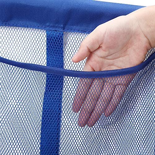 Dearjana Portable Mesh Pocket with Rotatable Hanger, Quick Dry Serial Type Bath Storage Organizers for Travel, Camper, RV, Gym, Cruise, Cabin, College Dorm Shower(Blue)