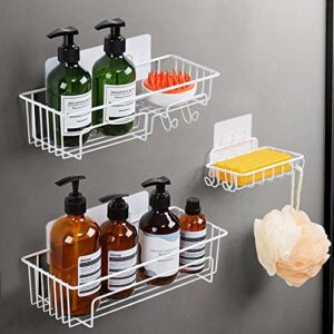 Liangding Shower Caddy 3-Pack Shower Shelf Organizer Stainless Steel Adhesive Kitchen Storage Shelves Rack with Soap Dish Razor Wall Mounted Bathroom Shower Storage Shelves for Inside Shower