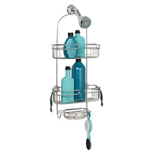 zenna home shower, stainless steel over-the-showerhead caddy, 2 shelves with soap dish