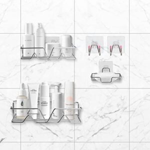 cgbe shower caddy, shower shelves with soap dish holder adhesive hooks, rust free shower organizer shower rack shampoo holder wall mount for bathroom kitchen storage (5 packs)