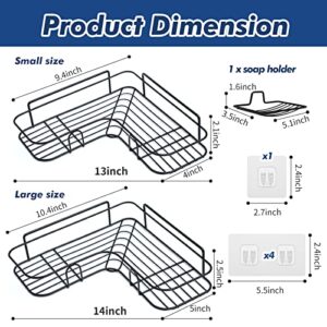 FAMI HELPER Corner Shower Caddy Shelf, 2 Pack No Drilling Traceless Adhesive Storage Organizer With Soap Dish Holder, Wall Mounted Storage Shelf for Bathroom, Kitchen