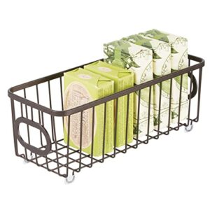 mDesign Metal Basket Bin for Bathroom Storage - Small Farmhouse Wire Organizer Basket - Wire Storage Bin for Counter, Toilet Tank, Under Sink, and Shelf - Unity Collection - 4 Pack - Bronze